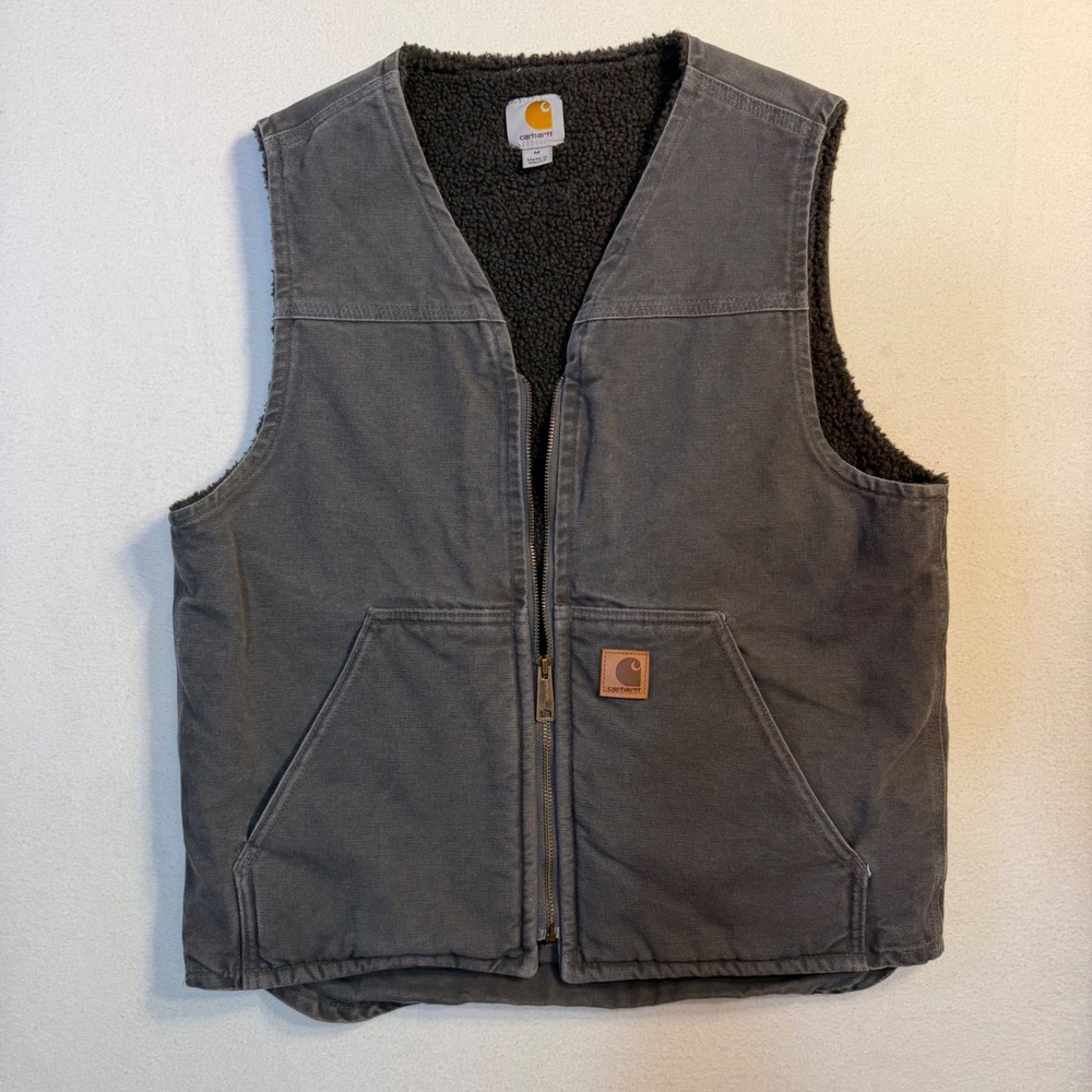 Carhartt V26 GVL Sandstone Sherpa Lined Vest Gravel Gray Mens Medium